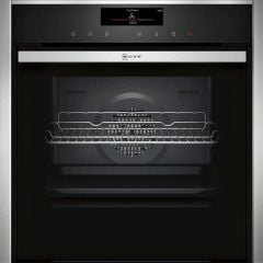 Neff N90 B48FT78H0B Bulit In Single Slide & Hide Electric Oven with Fullsteam & Home Connect - Stainless Steel - Clean