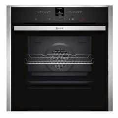 Neff N70 B57CR22N0B Built-In Single Slide & Hide Pyrolytic Electric Oven - St/Steel - Front Face Display Close Up View