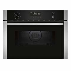 Neff N50 C1AMG84N0B Built-In Compact Combi Microwave & Oven - Stainless Steel - Controls Panel And Glass Display Front View
