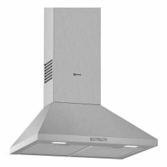 Neff N30 D62PBC0N0B 60cm Pyramid Chimney Cooker Hood - Stainless Steel - Mounted Front View