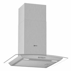 Neff N30 D64ABC0N0B 60cm Curved Glass Chimney Cooker Hood - Stainless Steel - Mounted Front View