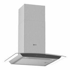 Neff N50 D64AFM1N0B 60cm Curved Glass Chimney Cooker Hood - Stainless Steel - Mounted Front View