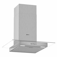 Neff N30 D64GBC0N0B 60cm Flat Glass Chimney Cooker Hood - Stainless Steel - Mounted Front View