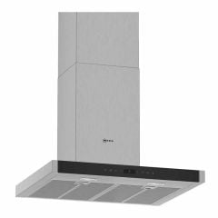 Neff N70 D65BMP5N0B 60cm Box Design Chimney Cooker Hood - Stainless Steel - Mounted Front View