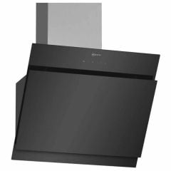 Neff N50 D65IHM1S0B 60cm Angled Glass Chimney Cooker Hood - Black - Front Mounted Angled View