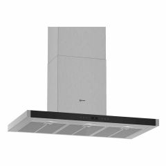 Neff N70 D95BMP5N0B 90cm Box Design Chimney Cooker Hood - Stainless Steel - Front Mounted View