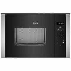 Neff N50 HLAWD53N0B Built-In Microwave - Black With Steel Trim - Front Face Display View