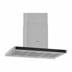 Neff N70 I96BMP5N0B 90cm Island Cooker Hood - Stainless Steel -  Mounted Front View