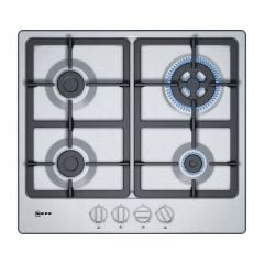 Neff N50 T26BB59N0 60cm Gas Hob - Stainless Steel - Gas On And Cooking Zones Top View