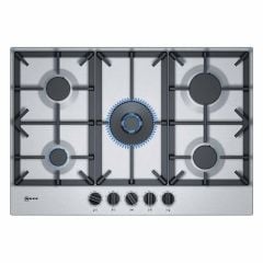 Neff N70 T27DS59N0 75cm Gas Hob - Stainless Steel - Cooking Zone Top View