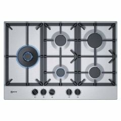 Neff N70 T27DS79N0 75cm Gas Hob - Stainless Steel - Gas On Cooking Zones Top View