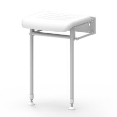 Nyma Pro Wall Mounted Compact Hinged Shower Seat With Legs & Padded Seat - White - 214/WH