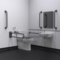 Nyma Care Premium Rimless Left Handed Back To Wall Doc M Pack For Toilet - Stainless Steel - Grey - NY02-DM-33001-GY
