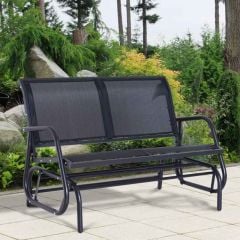 Outsunny Textilene Double Seat Swing Chair - Black - 01-0893