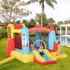 Outsunny Rocket Bouncy Castle with Slide & Pool - 3.4 x 2.8 x 1.85m - 342-025V70