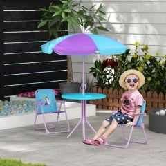 Outsunny Fairy Themed Children's Picnic Bench - Blue - 3E3-005V00BU