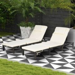 Outsunny Reclining Rattan Sun Lounger Set with Cushions - Brown - 841-004V73CW