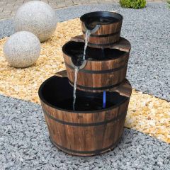 Outsunny 3 Tier Cascading Wooden Water Pump Fountain - Brown - 844-098