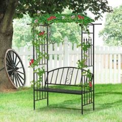 Outsunny 2-Seater Outdoor Arch Garden Bench - Black - 844-282