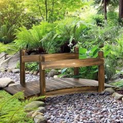 Outsunny 5ft Wooden Garden Bridge with Planters on Safety Railings - Brown - 844-618V00TN