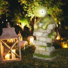 Outsunny Vivid Tortoise Art Sculpture with Solar LED Light - Green - 844-662V00MX