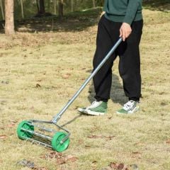 Outsunny Metal Aerator Lawn Roller with 5 Spikes - Green - 845-022