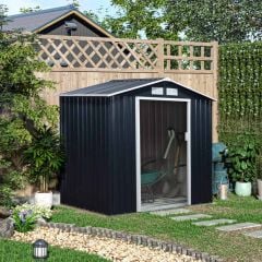 Outsunny 7 x 4ft Lockable Large Garden Metal Storage Shed - Dark Grey - 845-030CG