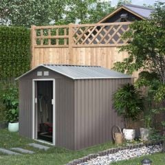 Outsunny 9 x 6ft Metal Outdoor Storage Shed with Foundation - Grey - 845-031GY