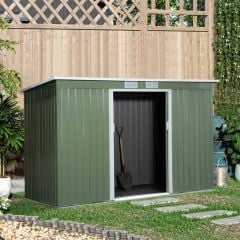 Outsunny 9ft x 4.25ft Metal Garden Storage Shed with Foundation & Doors / Ventilation - Light Green - 845-032GN