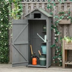 Outsunny Garden Storage Shed / Tool House with 3 Shelves 77x54x179cm - Grey - 845-209V01