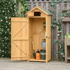 Outsunny Garden Storage Shed with 3 Shelves 77 x 54 x 179cm - Brown - 845-209V01BN