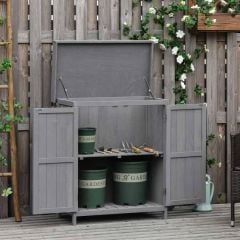 Outsunny Wooden Garden Storage Shed with Hinged Roof - Grey - 845-212GY