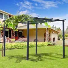 Outsunny 3 x 3m Metal Pergola Grape Trellis for Climbing Plants - Black - 845-231