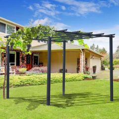 Outsunny 3 x 3m Metal Pergola Grape Trellis for Climbing Plants - Black - 845-231