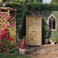 Outsunny 3-Tier Wooden Garden Storage Shed with 2 Shutter Doors - Brown - 845-247