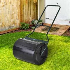Outsunny Garden Sand / Water Filled Push / Pull Lawn Roller 60L - Black - 845-272