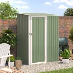 Outsunny 2.9 x 4.6ft Corrugated Steel Garden Shed with Latched Door - Light Green - 845-328YG