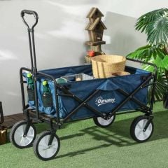 Outsunny Garden Trolley With Telescopic Handle - Green - 845-340GN