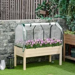 Outsunny Wooden Cold Frame Greenhouse with Adjustable Shelf 110H x 76L x 46.5Wcm - Grey - 845-371