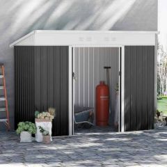Outsunny 7 x 4ft Metal Garden Storage Shed with Sliding Door & Air Vents - Dark Grey - 845-428V04CG