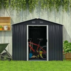 Outsunny 5.7 x 7.7ft Metal Outdoor Garden Shed with Sliding Door - Grey - 845-429GY
