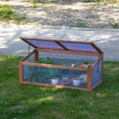 Outsunny Polycarbonate Square Mini Wooden Greenhouse 100L x 65W x 40Hcm - Brown - 845-471