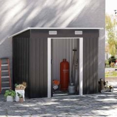 Outsunny 7 x 4ft Metal Outdoor Storage Shed with Base - Black - 845-496