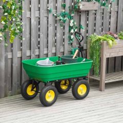 Outsunny 125 Litre Garden Trolley With Tipper - Green - 845-636V01