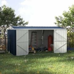 Outsunny 14 x 9ft Garden Outdoor Storage Shed with Lockable Door - Grey - 845-678