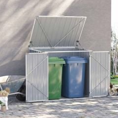 Outsunny 5ft x 3ft Steel 2-Bin Storage Shed with Double Locking Doors - Grey - 845-682