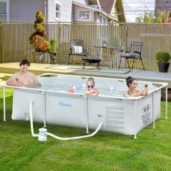 Outsunny Steel Frame Swimming Pool With Filter Pump - Grey