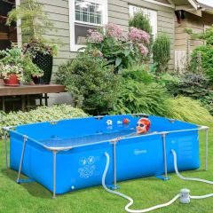 Outsunny Steel Frame Swimming Pool With Filter Pump - Blue