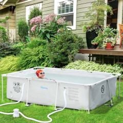 Outsunny Steel Frame Swimming Pool With Filter Pump - Grey