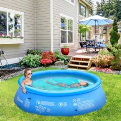 Outsunny Inflatable Swimming Pool with Hand Pump - Blue